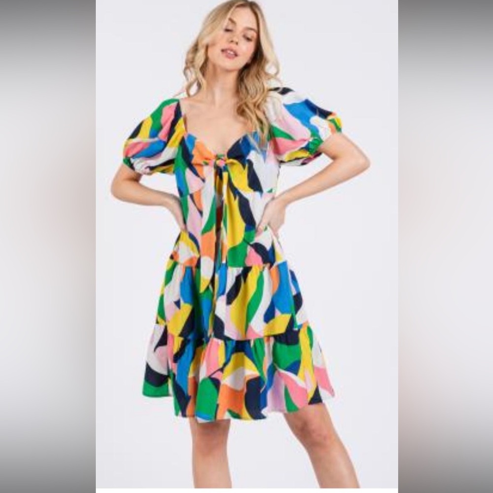 Colorful Abstract Print Dress